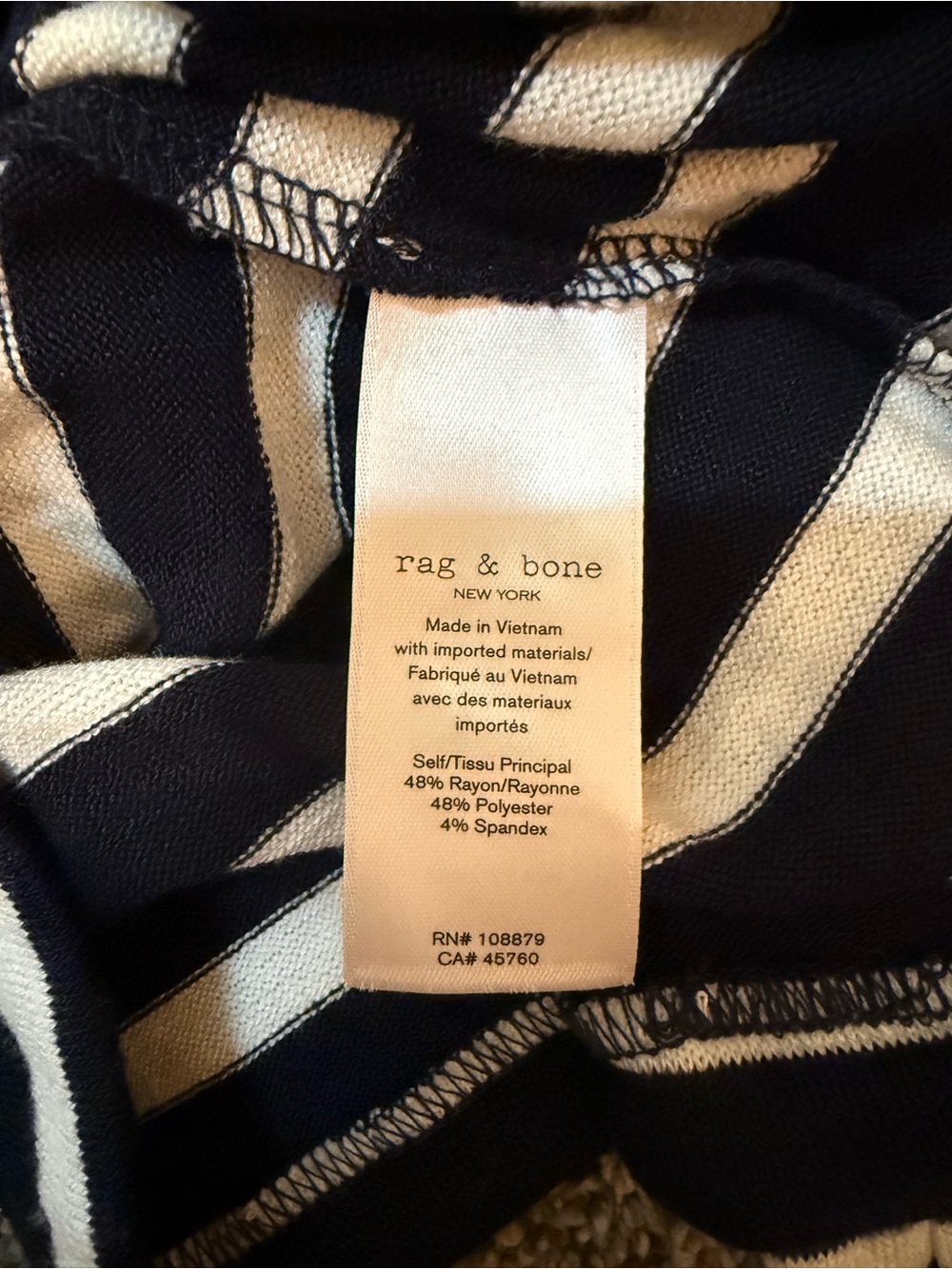 RAG & BONE Black White Striped Cropped Turtleneck Long Sleeve Knit Top S/P $195 - Picture 8 of 8